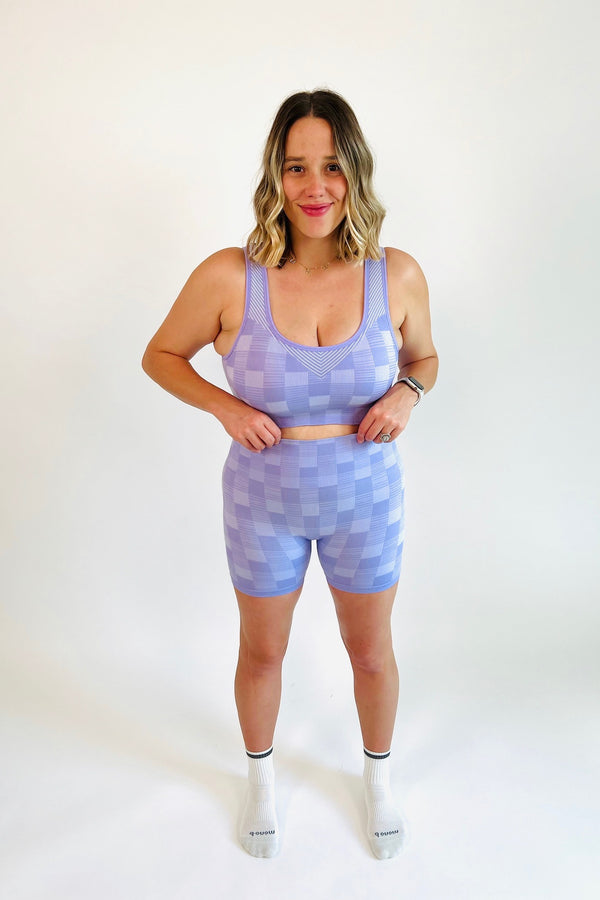 Ready, Check, Go! These figure flattering, sweat-wicking biker shorts are as cute as they are comfy and will ensure you're perfectly put together from your morning workout to brunch with the girls! Pairs perfectly with our Ready, Check, Go Sports Bra.  Runs small, Bonnie is 5'5" wearing size large  72% Nylon, 20% Polyester, 8% Spandex Matching item available