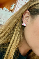 Alright, DJ... Play that song! Show your playful, music-loving side with these precious enamel radio stud earrings! A fun pop of color for every day wear and just retro enough to make you reminisce on those cassette player days.  Approx. length 0.60" Sold as a set Stud earrings