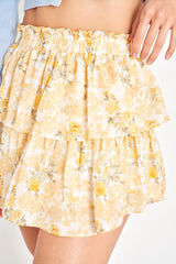 Ruffle Mini Skirt ~ Lemon Daydream