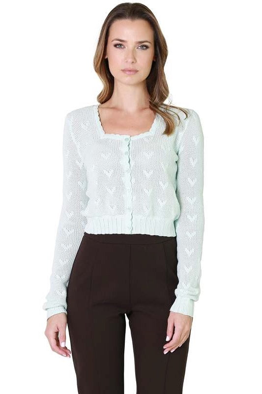 Venice Crop Cardigan ~ Mint Frost