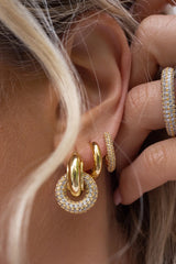The Pave Interlock Hoops ~ Gold