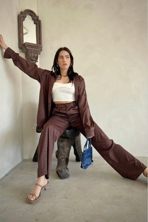 West Coast Jacquard Satin Pants