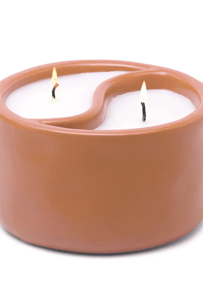 These unique ceramic candles have two separate fragrances that can stand alone or create a new delightful aroma when burned together. Yin & Yang encourages slowing down and finding inner peace. 