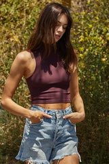 Barely There Ribbed Turtleneck Knit Tank - Shake Your Bon Bon