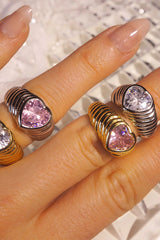 BFF Ring Set ~ Silver/Clear and Pink