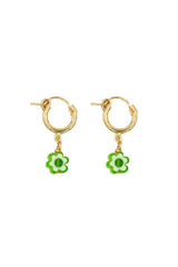 Green Candy Flower Hoops - Gold Filled - Shake Your Bon Bon