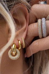 Pave Chain Link Huggies ~ Gold - Shake Your Bon Bon