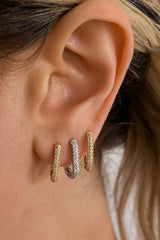 Pave Chain Link Huggies ~ Silver - Shake Your Bon Bon