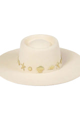 Seaside Boater Hat - Ivory/Gold - Shake Your Bon Bon